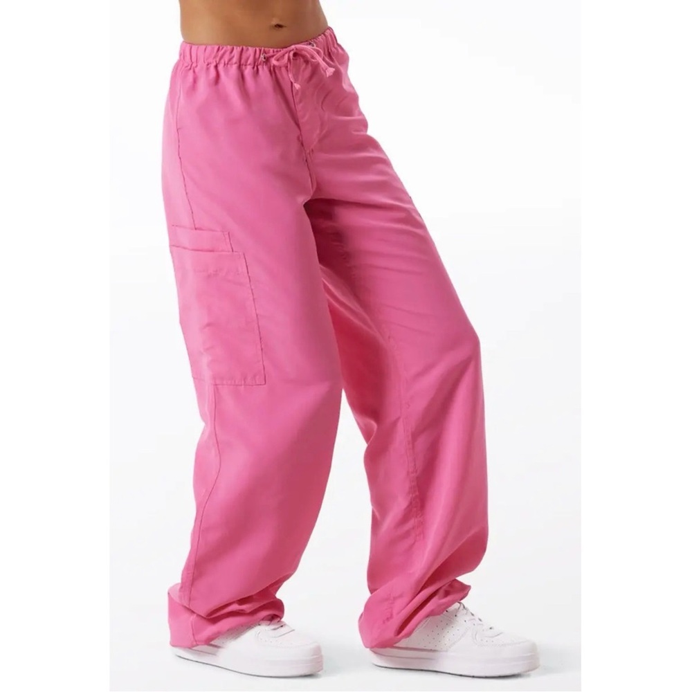Weissman Pink Cargo Hip Hop Dance Pants Low Rise Streetwear Costume Size LC
